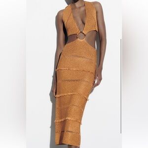 ZARA BUCKLED METALLIC 🧶 KNIT DRESS ✨
